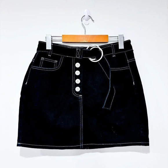 BDG Urban Outfitters Kirby Black Denim Button-Through Skirt - Picture 3 of 9